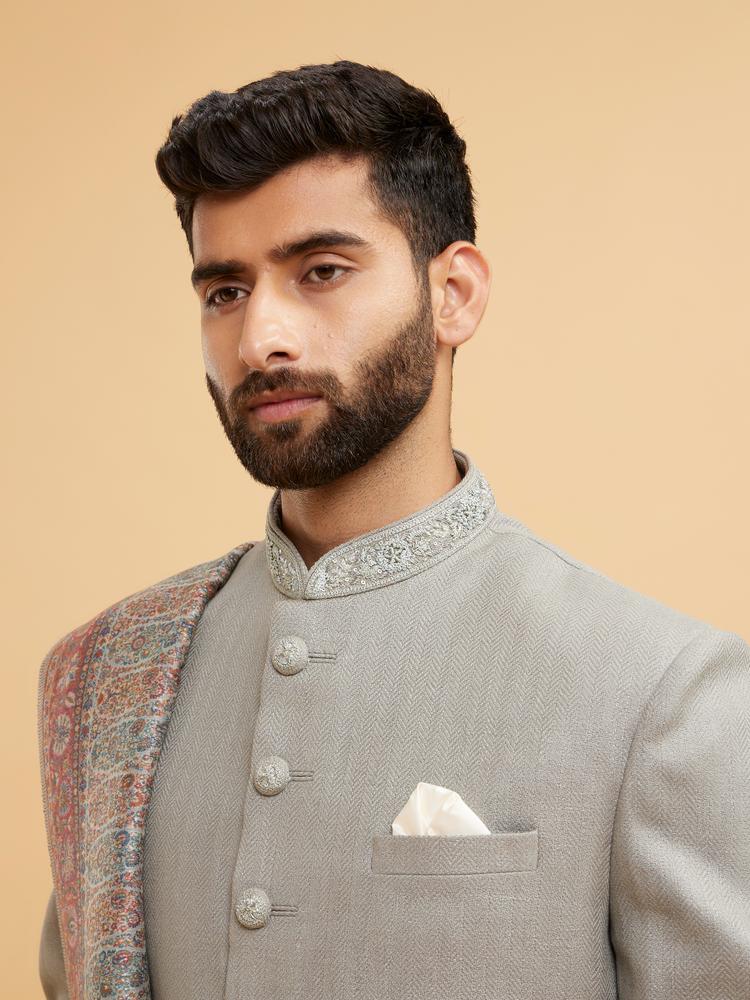 Twamev Men Light Mid Green Enchanting Sherwani
