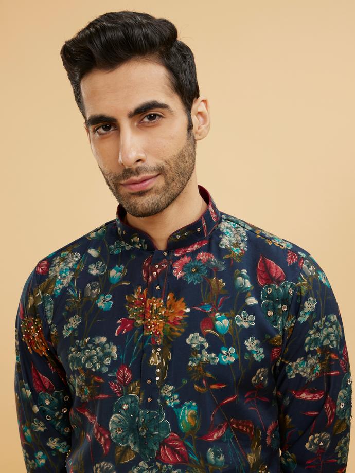 Twamev Men Dark Blue Elegance Kurta Pajama