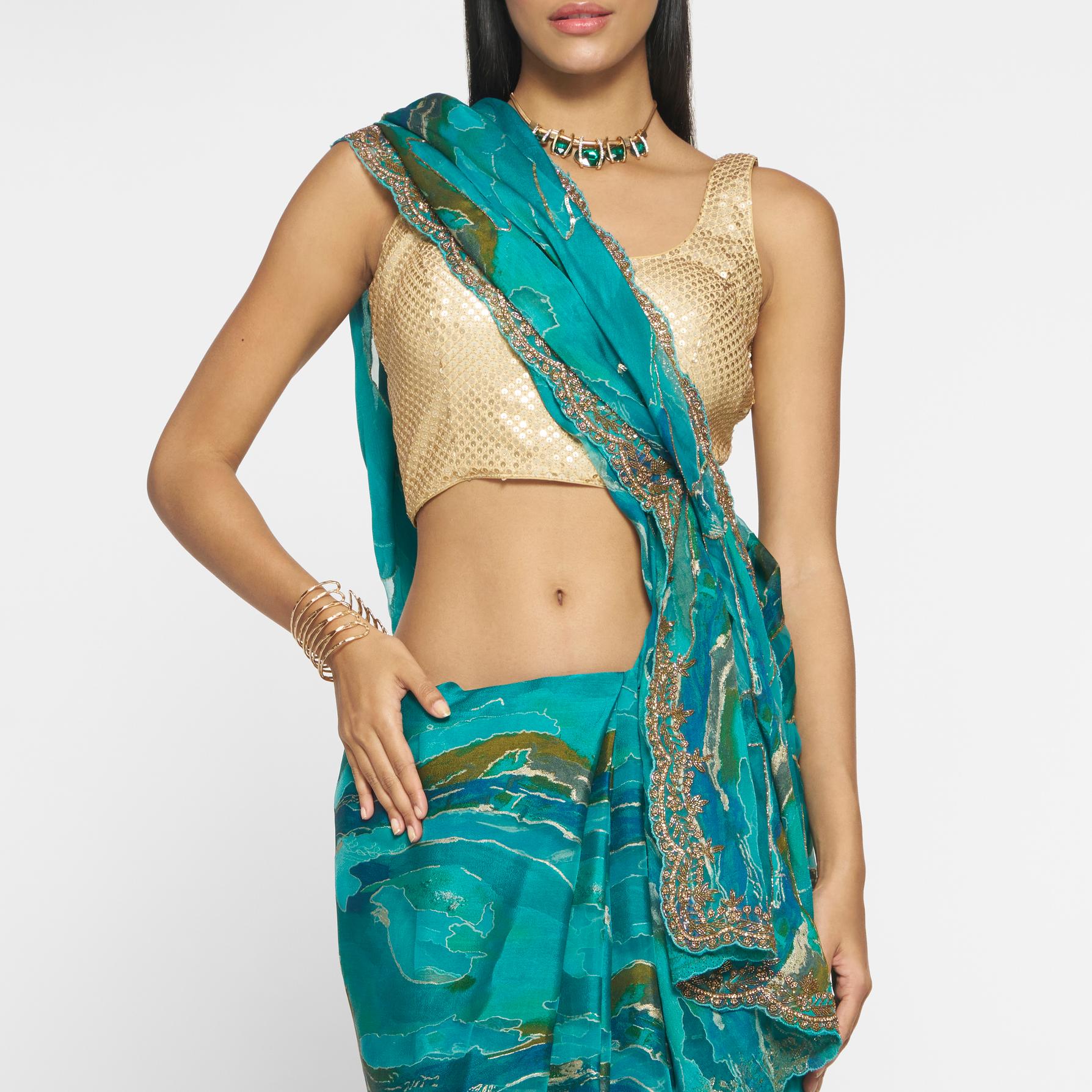 Twamev Women Ravishing Rama Green Saree