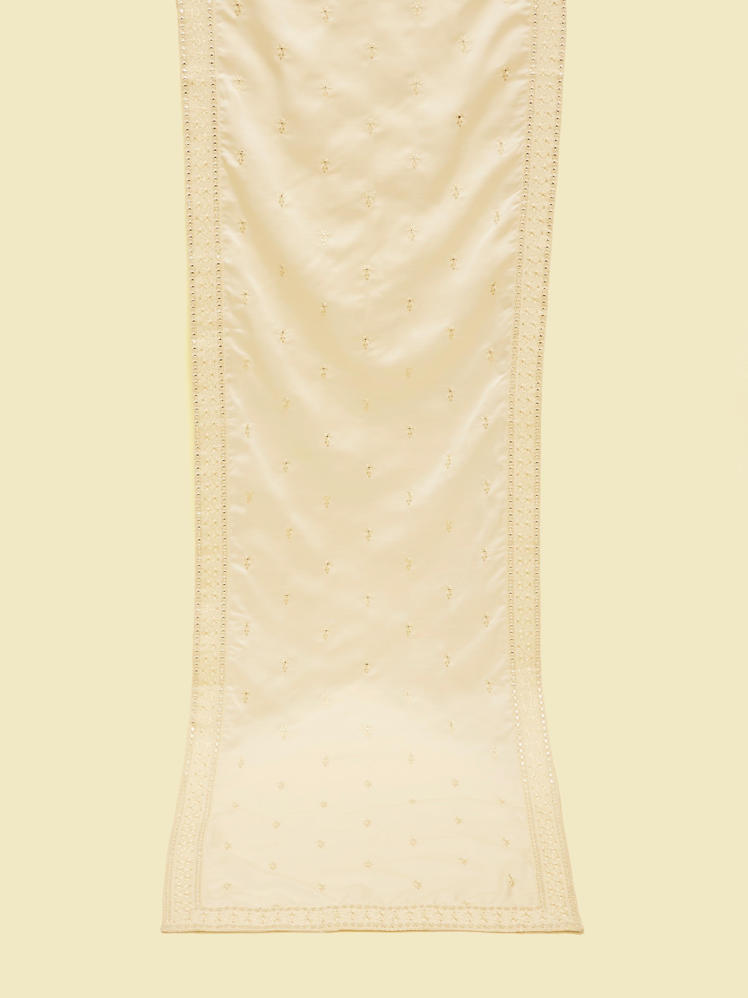 Twamev Men Cream Satin Dupatta