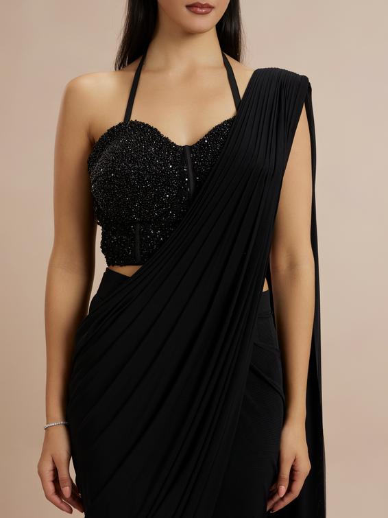 Twamev Women Black Celebration Saree