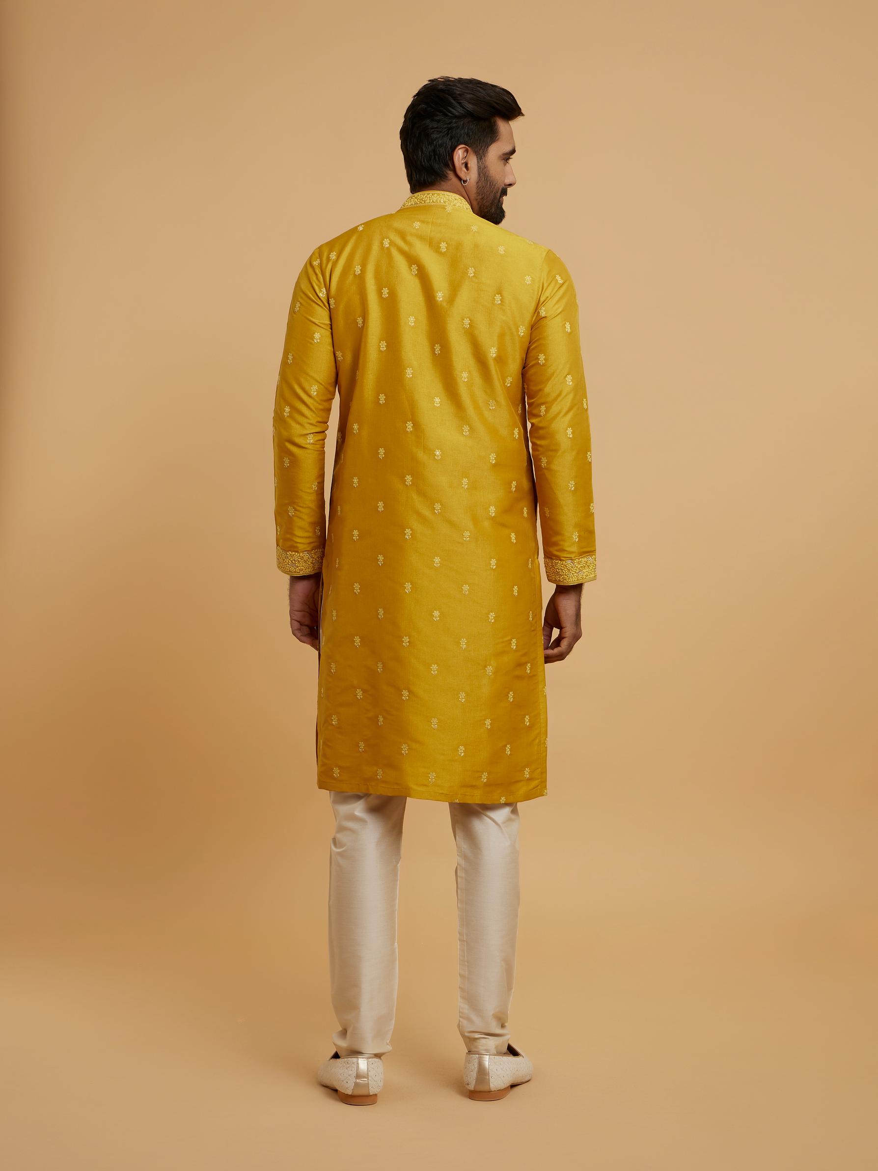 Twamev Men Majestic Mustard Kurta Pajama