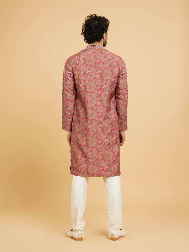Twamev Men Magnificent Red Kurta Pajama