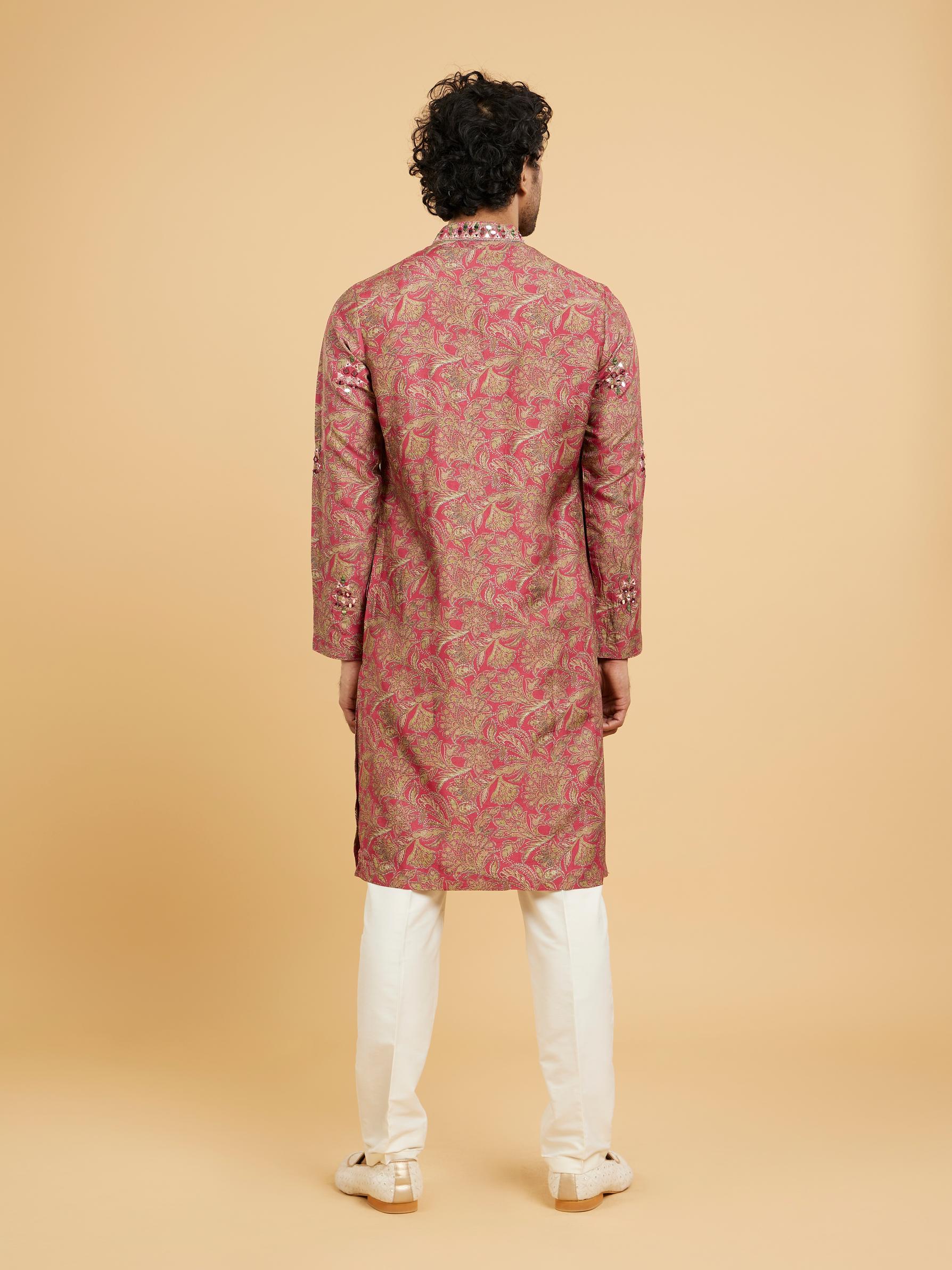 Twamev Men Magnificent Red Kurta Pajama