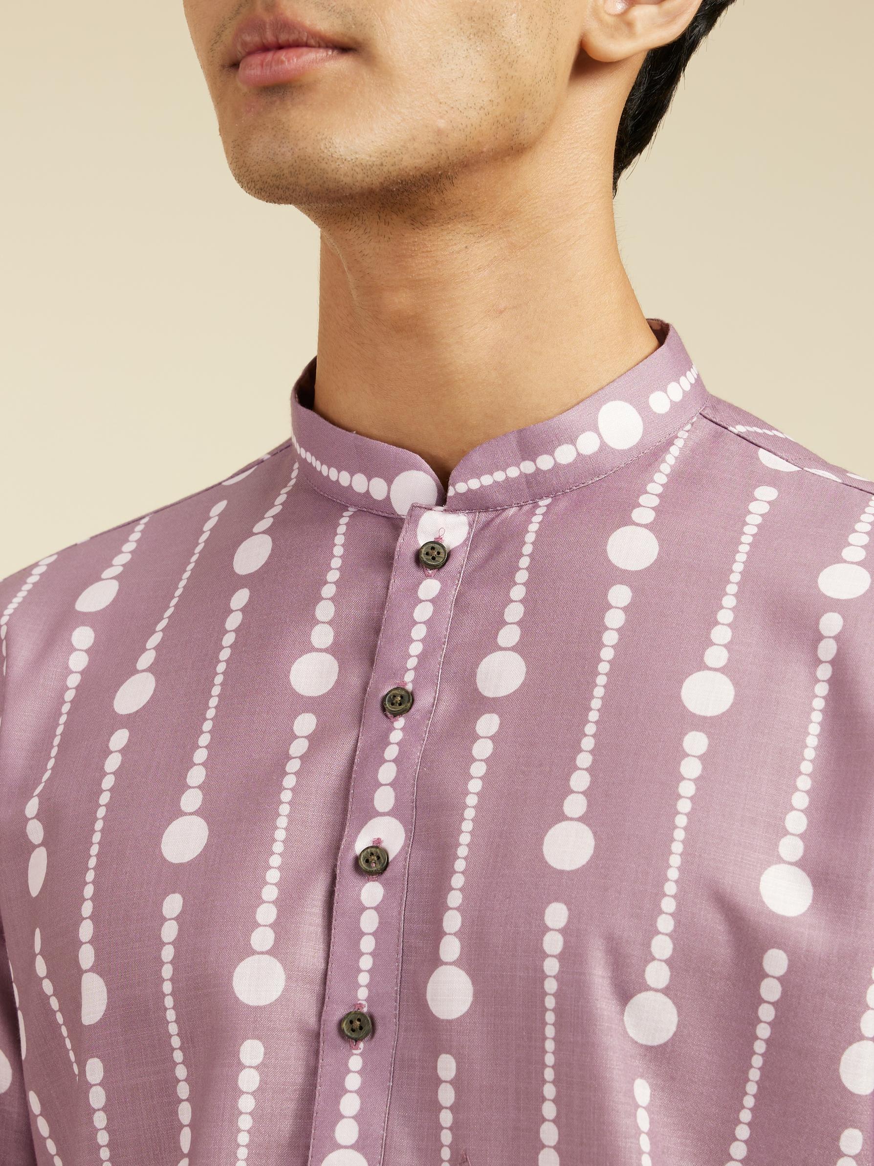 Diwas Men Soft Lilac Modish Dotted Printed Kurta