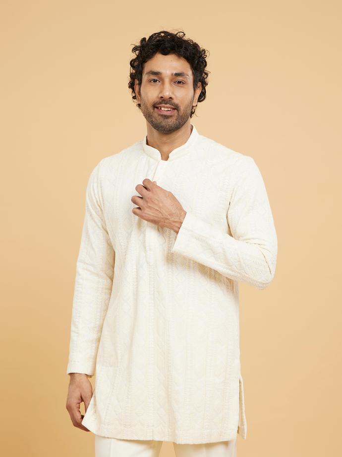 Twamev Men Cream color Kurta Pajama