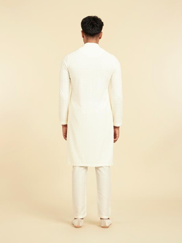 Diwas Men Cream Colored Elegance Kurta Pajama