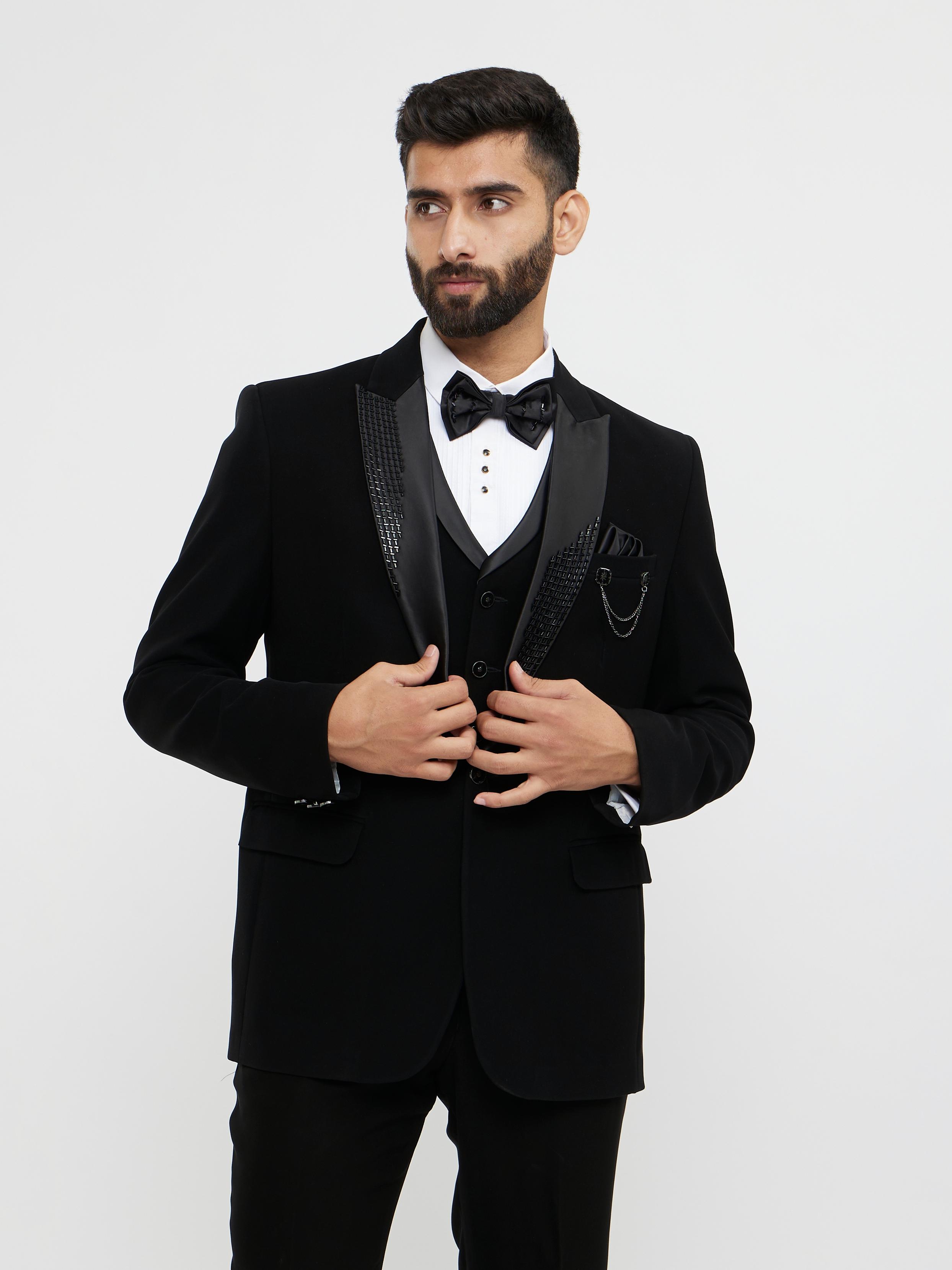 Twamev Men Black Elegance Suit Set