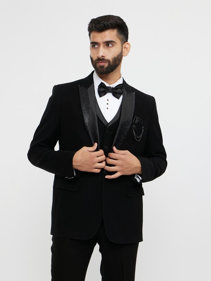 Twamev Men Black Elegance Suit Set