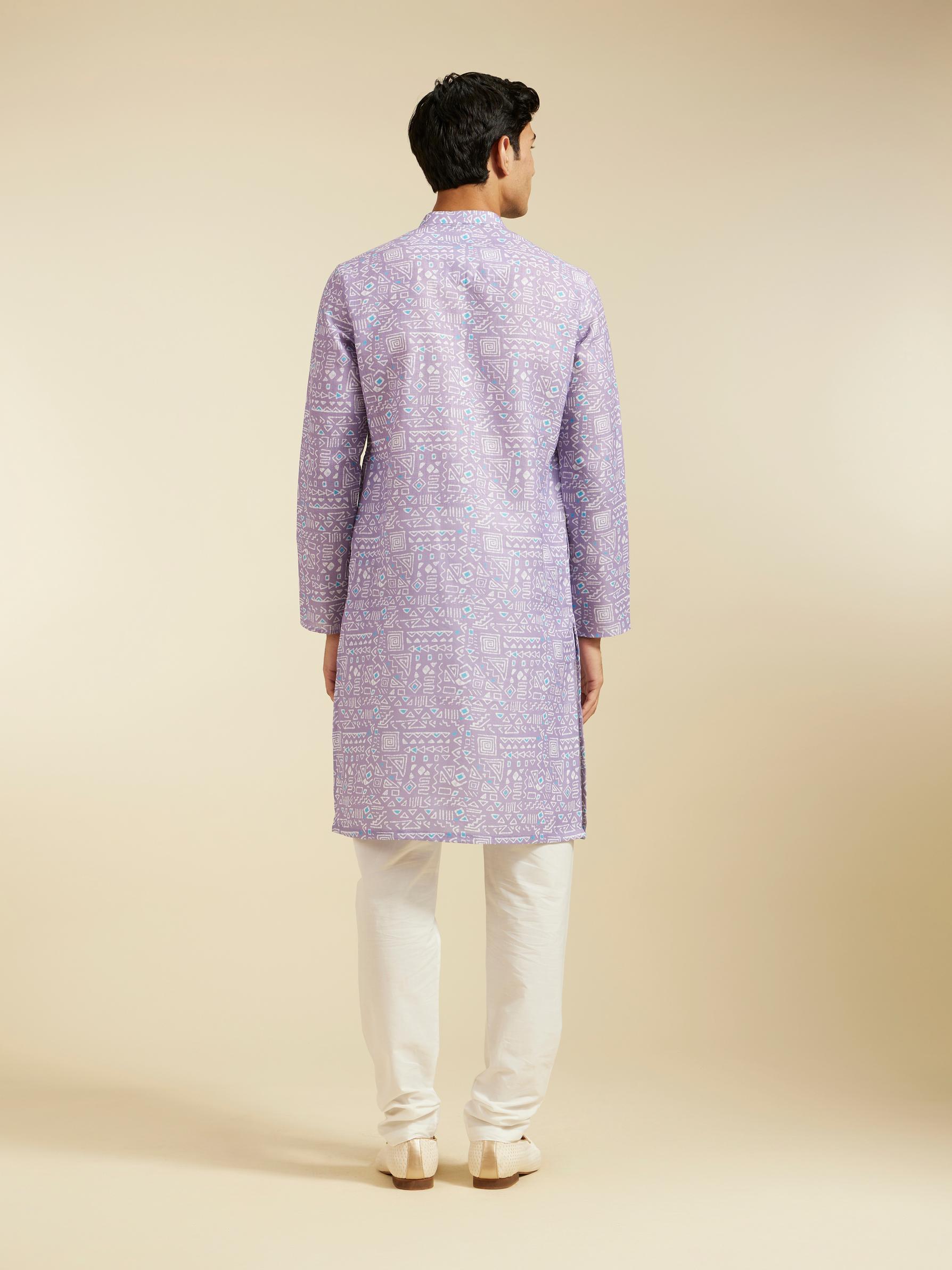 Diwas Men Soft Lilac Aztec Printed Kurta