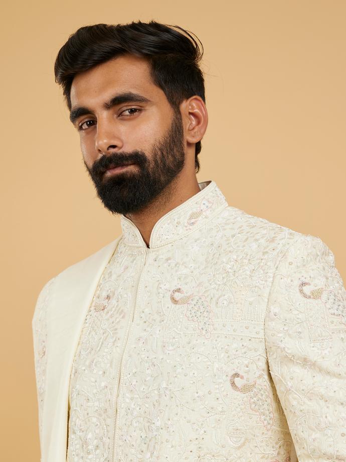 Twamev Men Creamy Opulence Sherwani