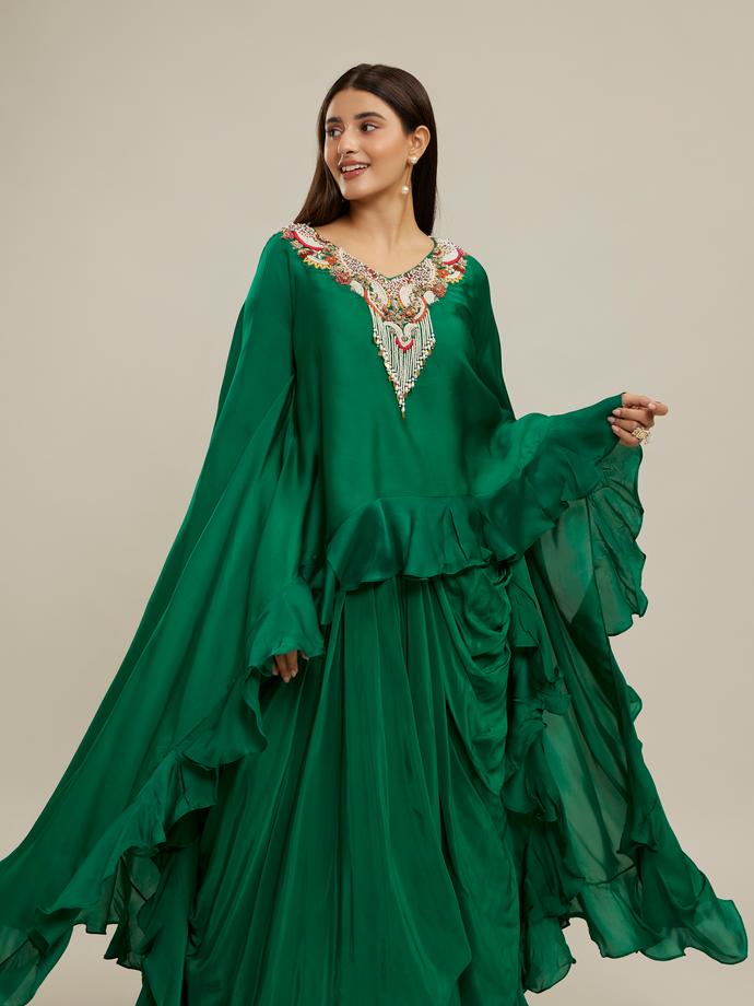 Twamev Women Emerald Elegance Indo Western