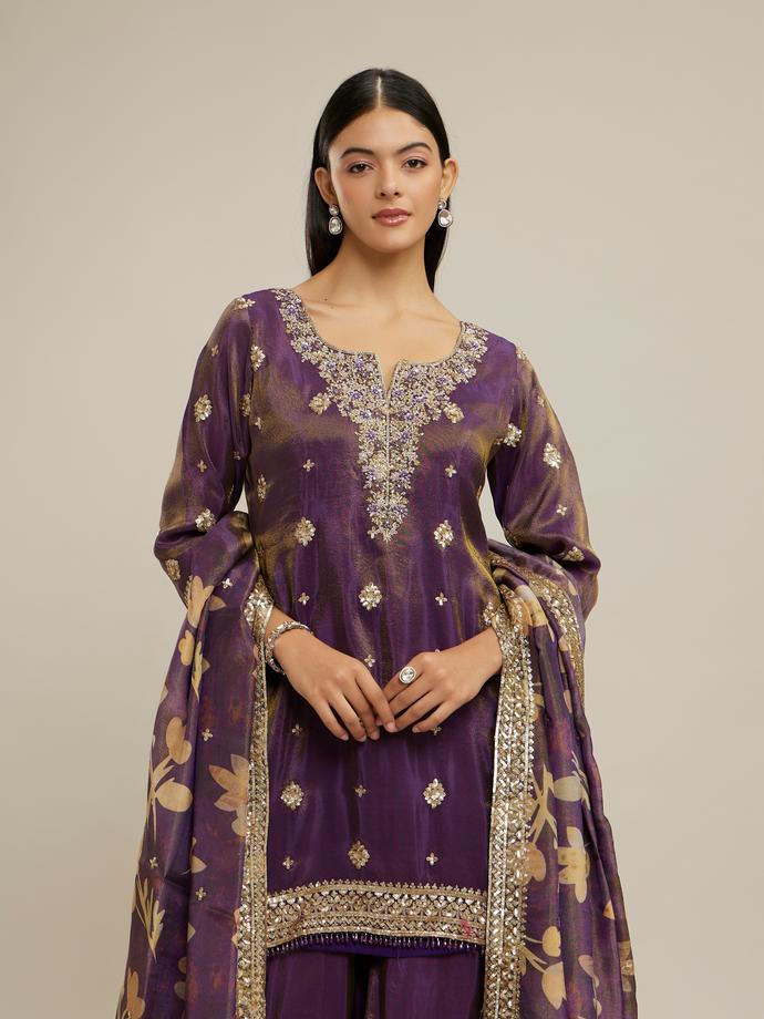 Twamev Women Purple Elegance Stitched Suit
