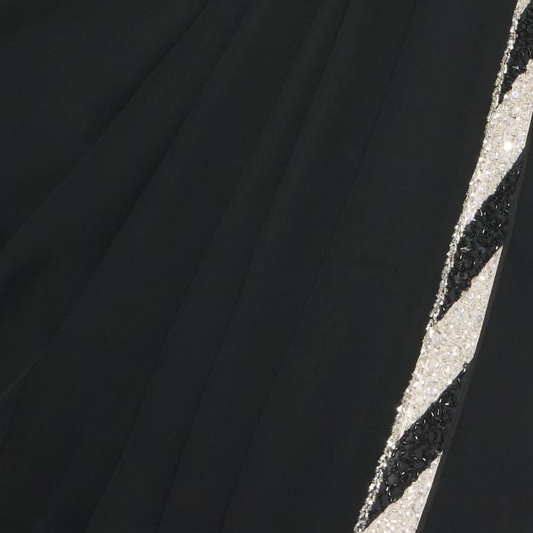 Twamev Women Black Cream Georgette Radiance Saree