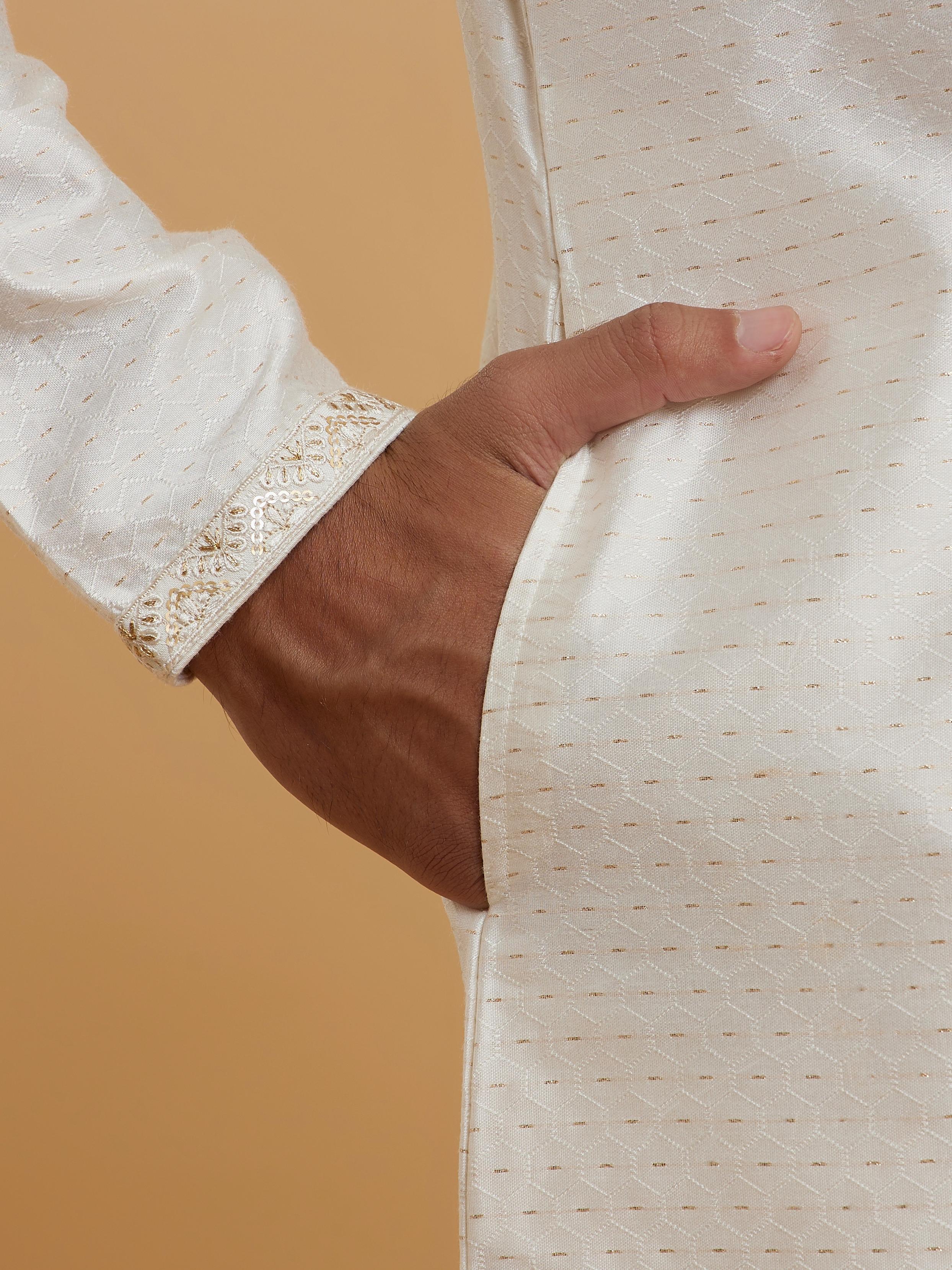 Twamev Men Twirling Cream Delight Kurta Pajama