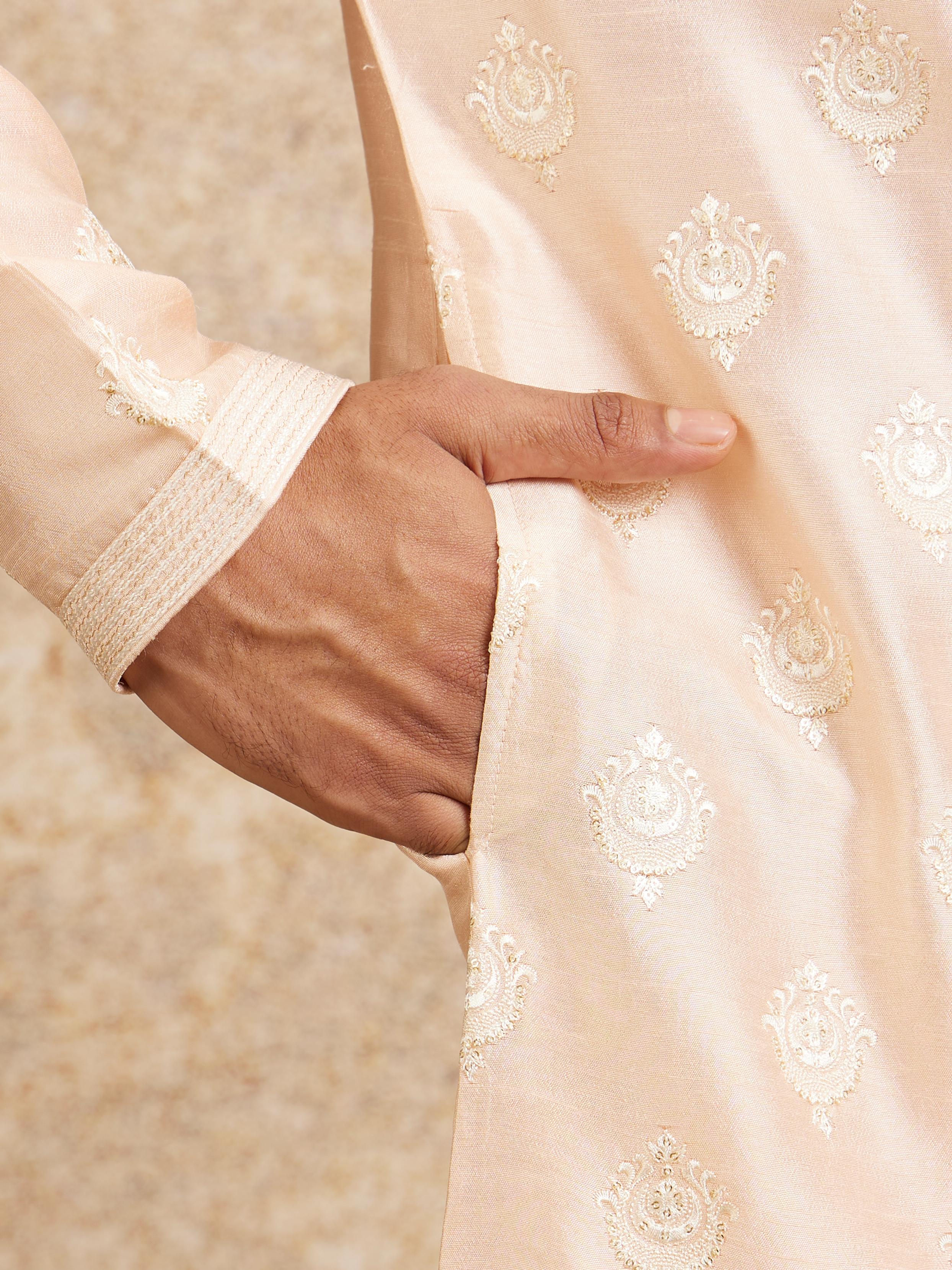 Twamev Men Twirl in Peach Elegant Kurta Pajama