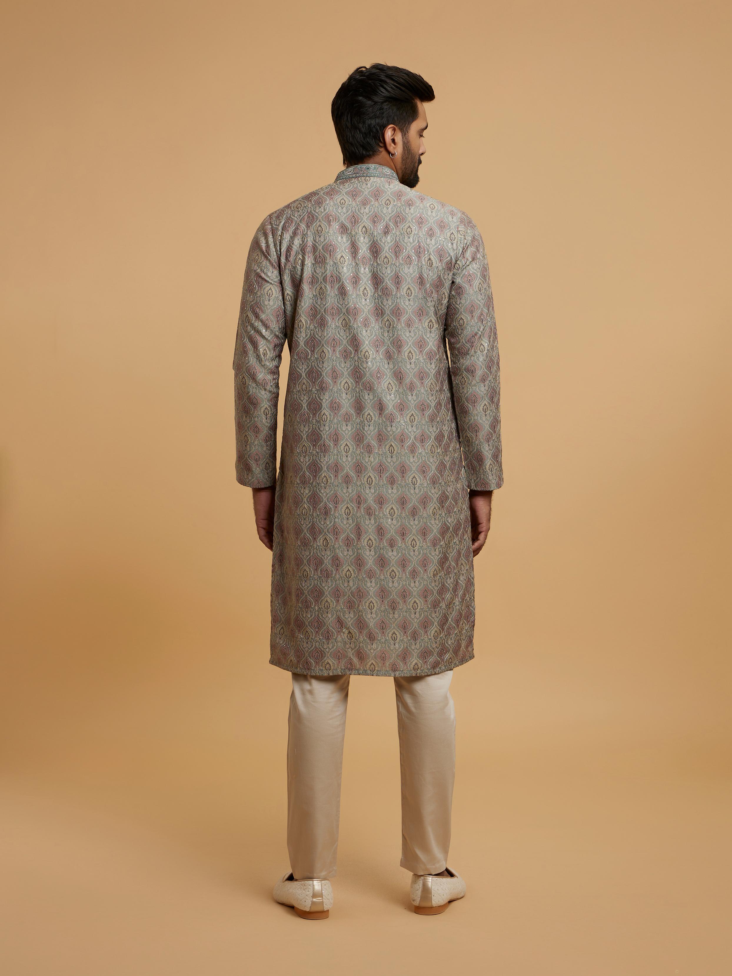Twamev Men Olive Green Elegance Kurta Pajama
