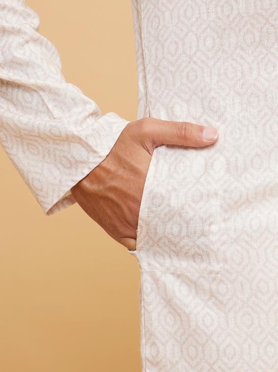 Twamev Men Beige Elegance Kurta Pajama