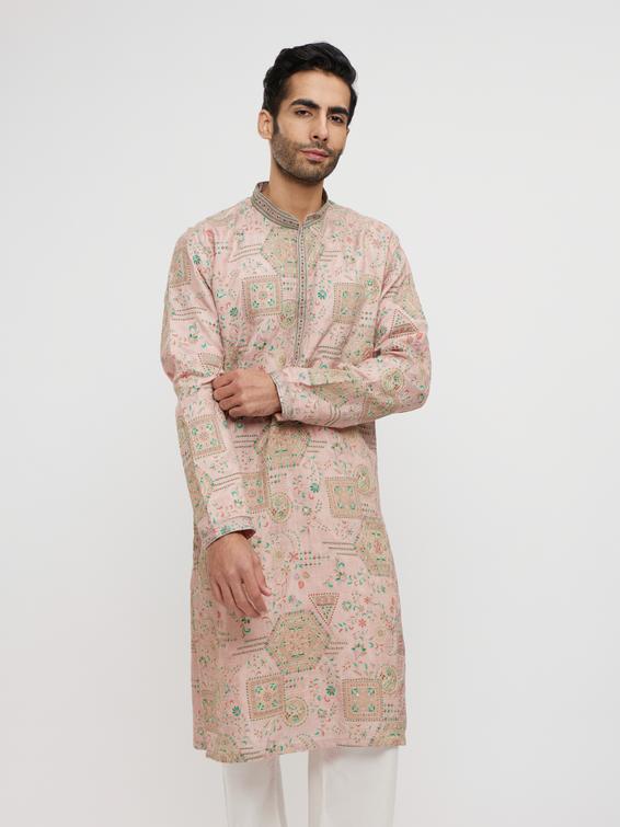 Twamev Men Dusty Pink Graceful Kurta Pajama
