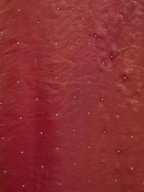 Twamev Women Radiant Rust Red Satin Saree