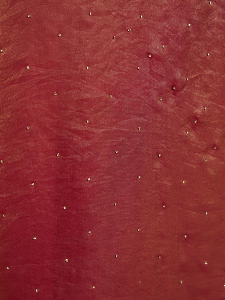 Twamev Women Radiant Rust Red Satin Saree