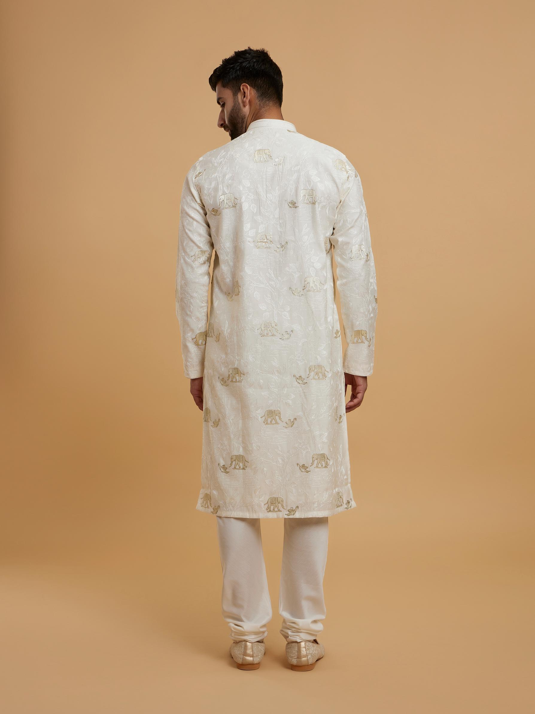 Twamev Men Cream Elegance Kurta Pajama