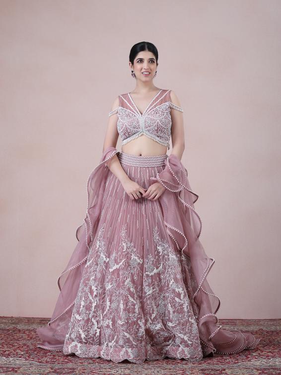 Twamev Women Fairytale Light Purple Organza Skirt Top Set