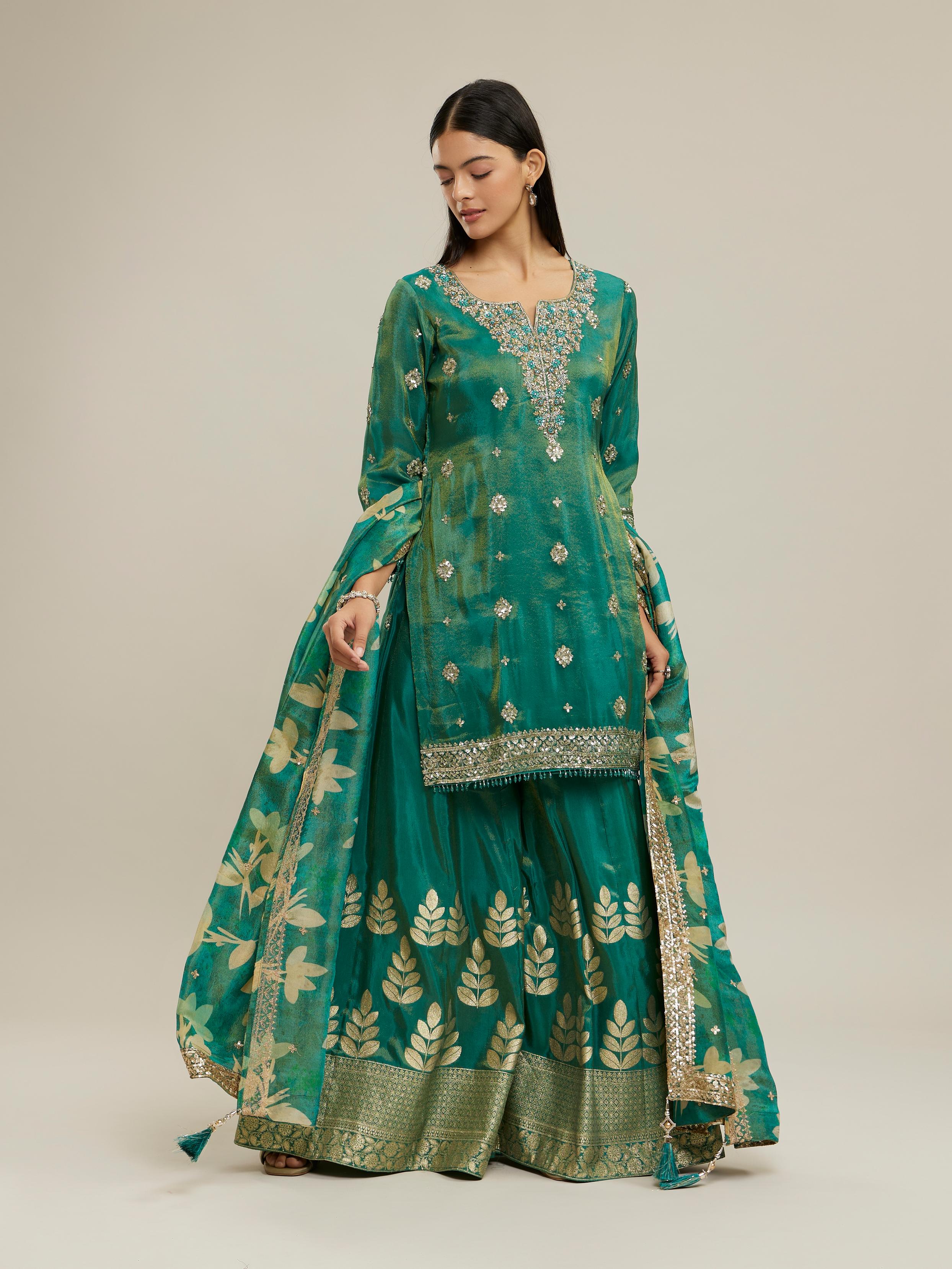 Twamev Women Emerald Elegance Stitched Suit