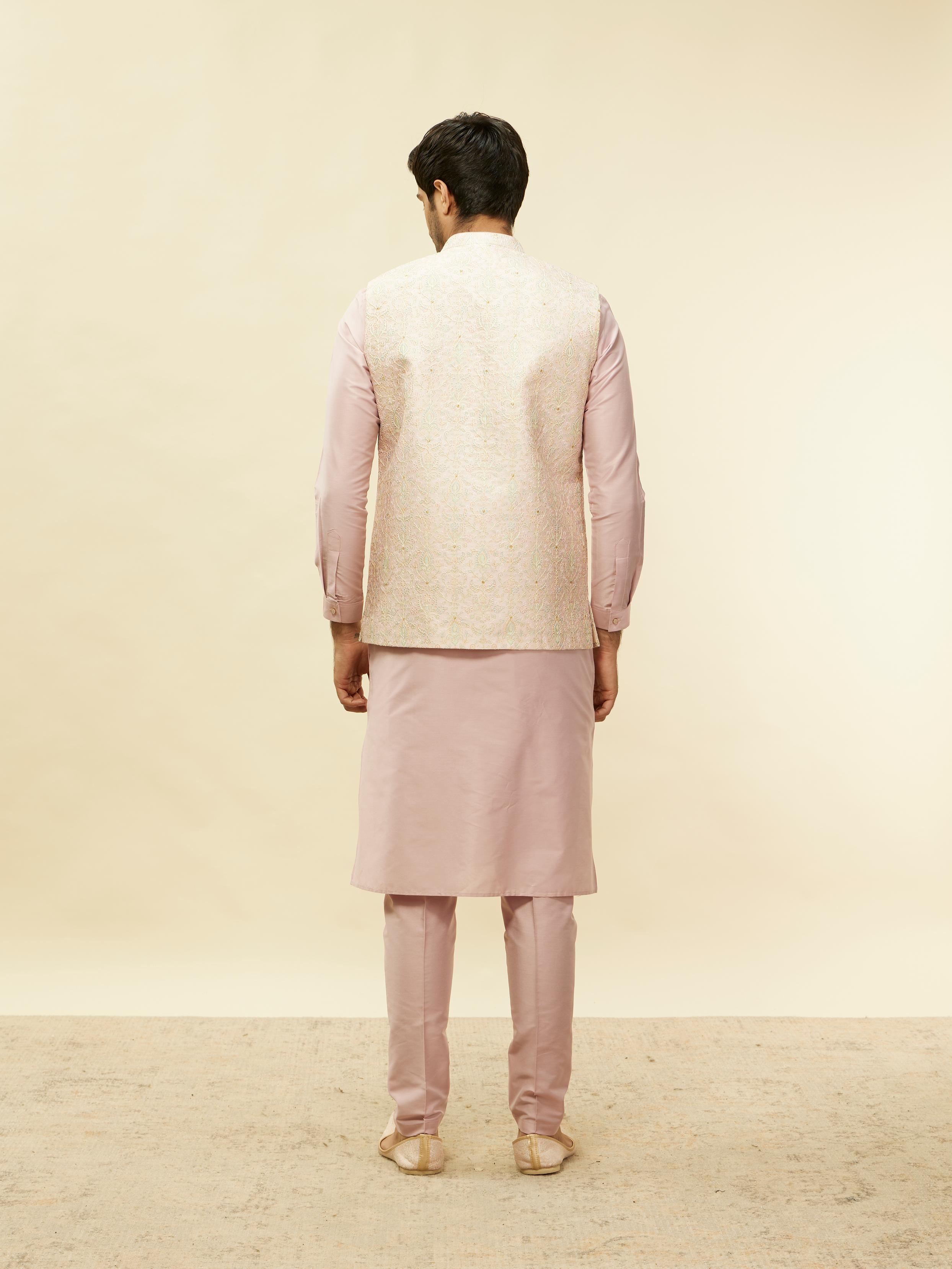 Twamev Men Rani Pink Imperial Paisley Patterned Kurta Jacket Set