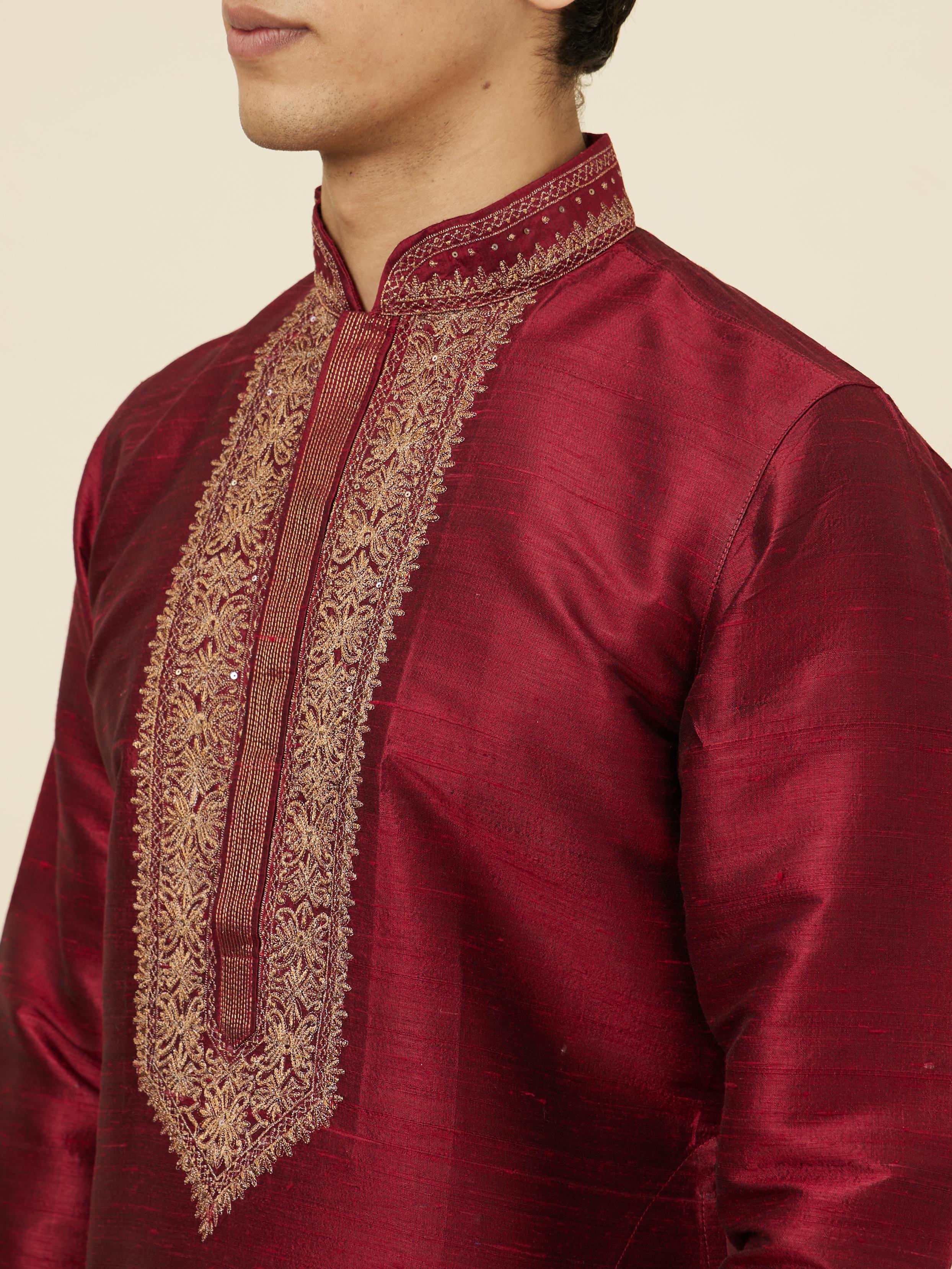 Twamev Men Majestic Maroon Kurta Set