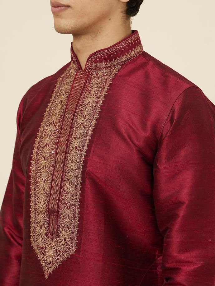 Twamev Men Majestic Maroon Kurta Set