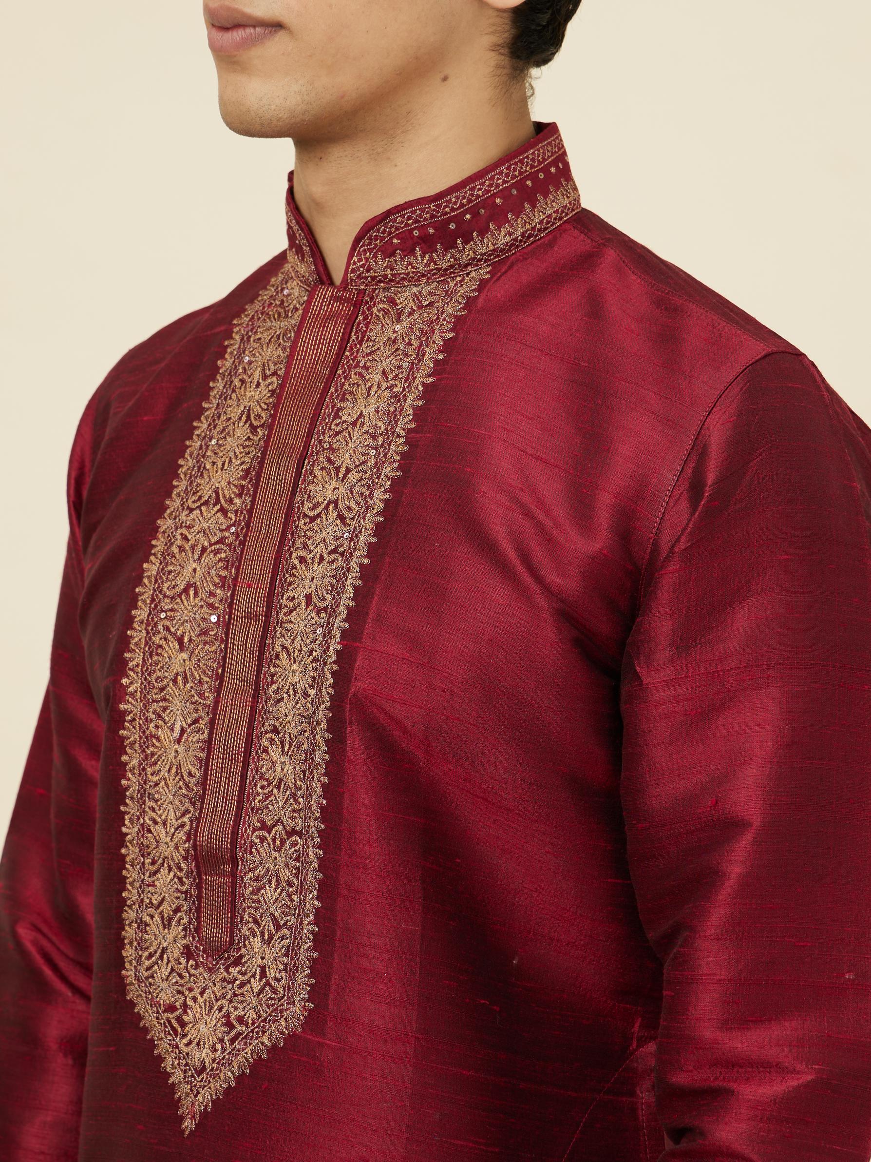Twamev Men Majestic Maroon Kurta Set