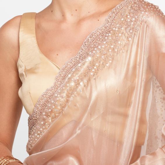 Twamev Women Fawn Festive Organza Saree