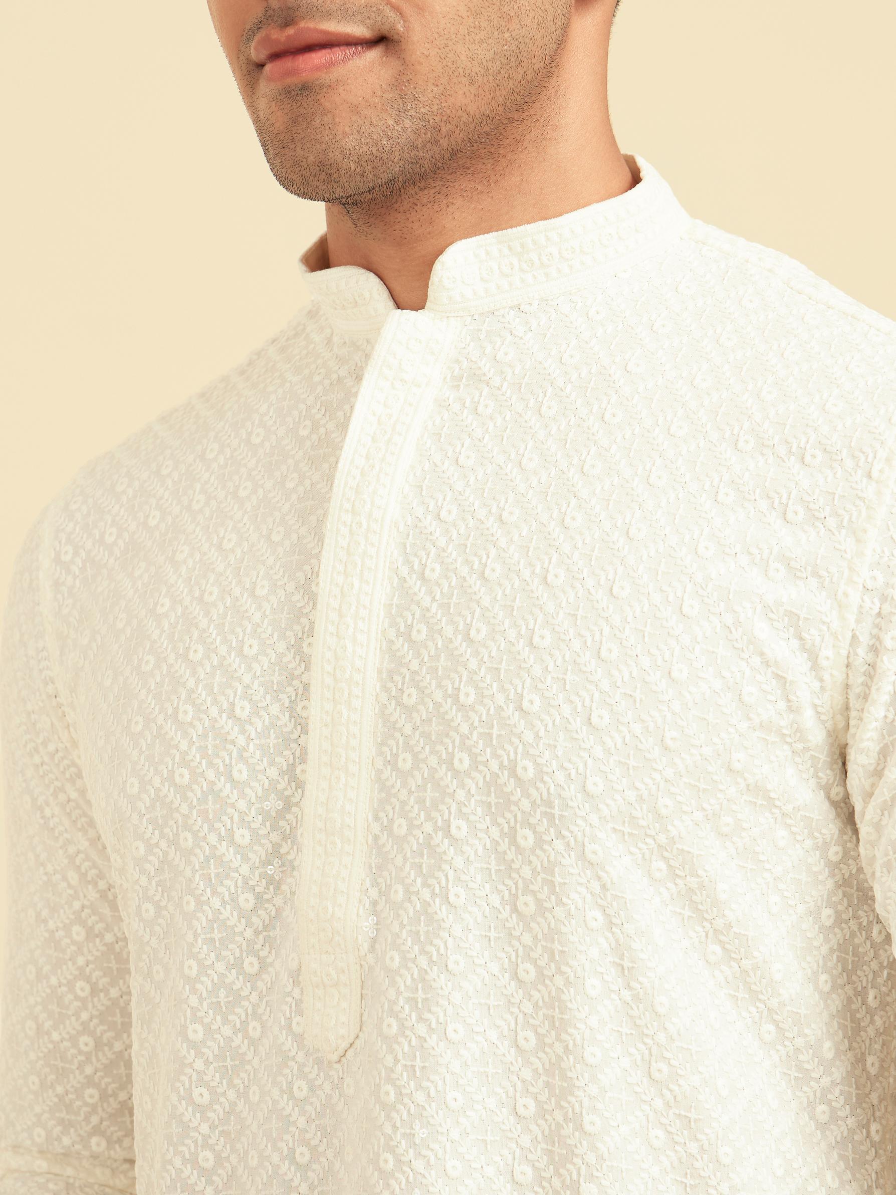 Diwas Men Cream Colored Elegance Kurta Pajama