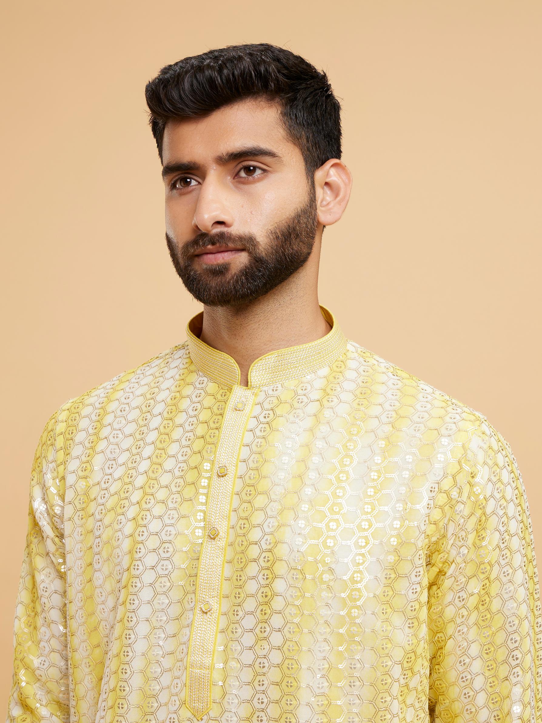 Twamev Men Sunshine Georgette Kurta Pajama