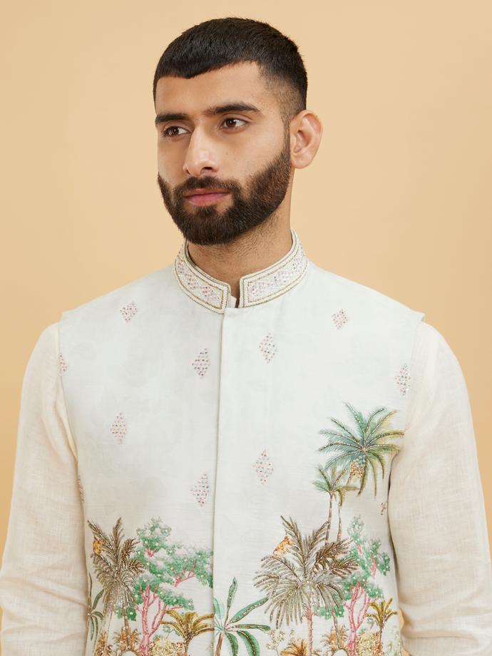 Twamev Men Green Glory Kurta Jacket Set