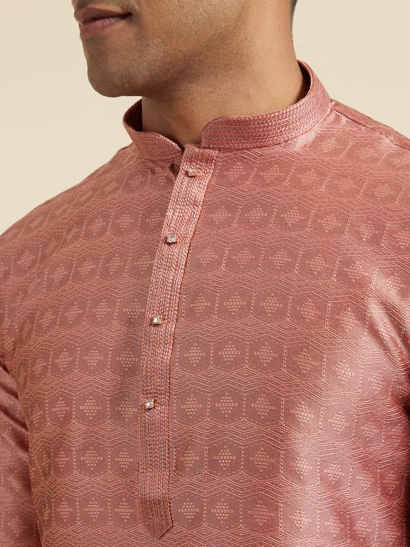 Diwas Men Radiant Peach Art Silk Kurta Pajama