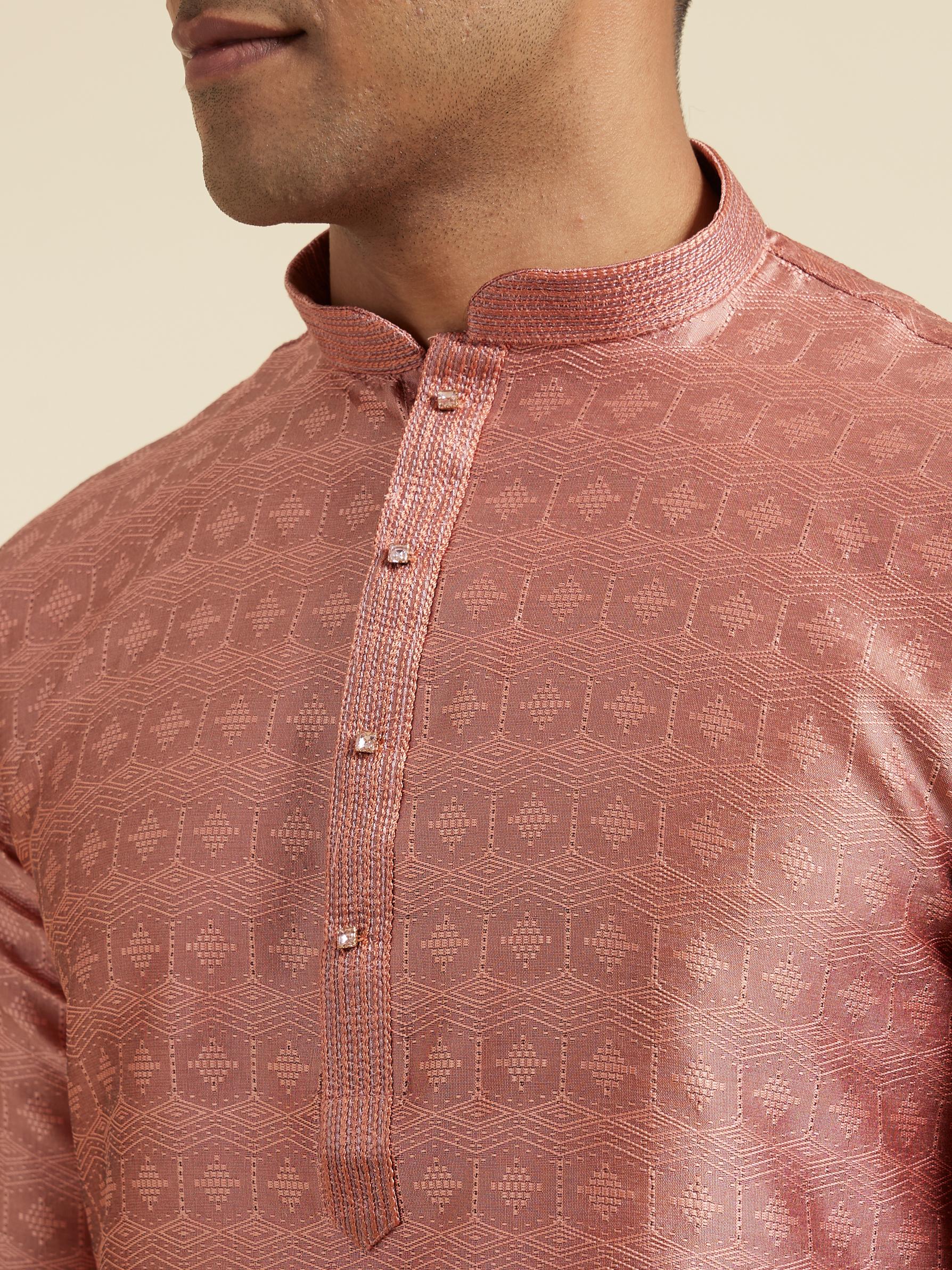 Diwas Men Radiant Peach Art Silk Kurta Pajama