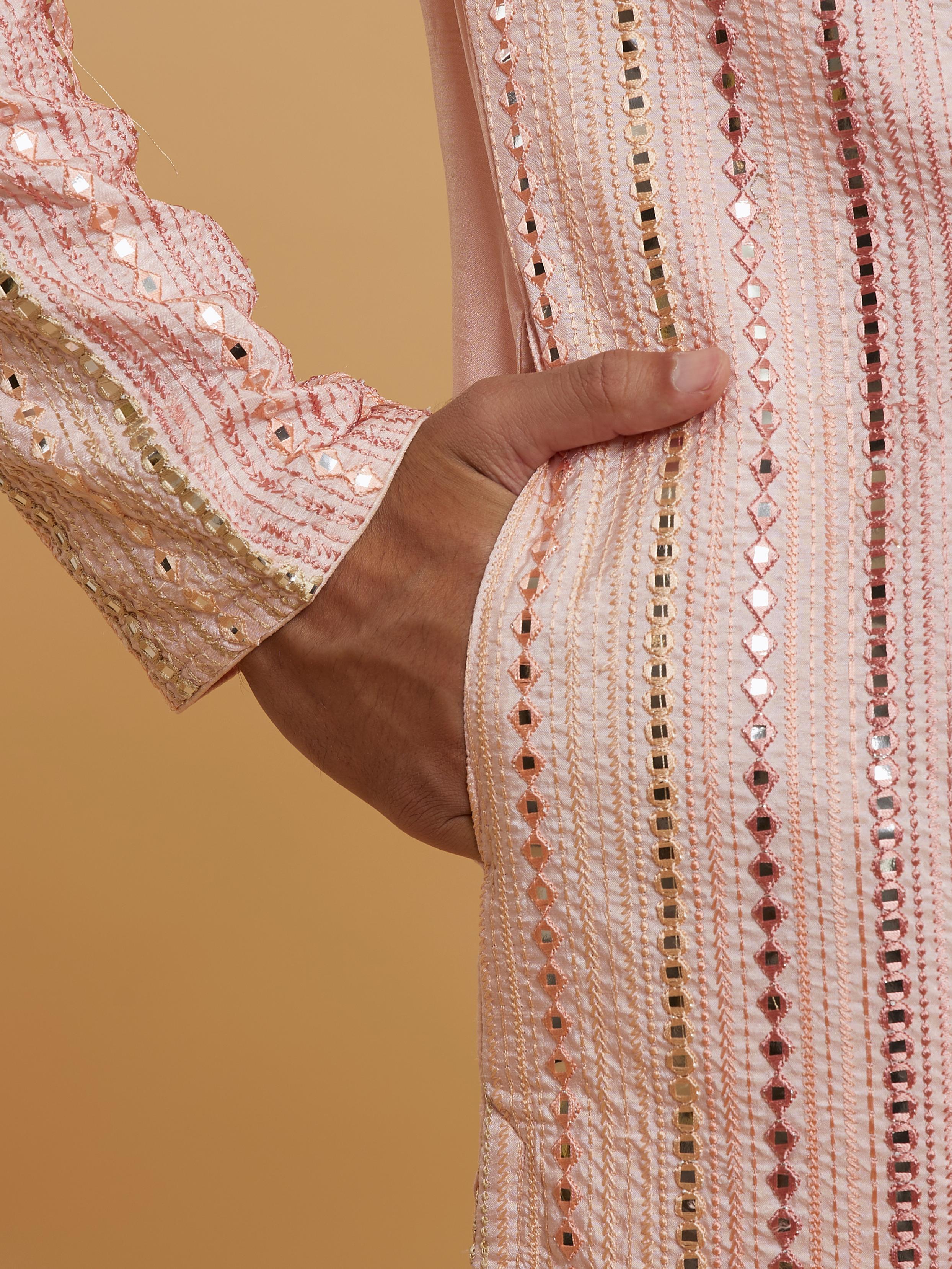 Twamev Men Peach Blossom Kurta Pajama