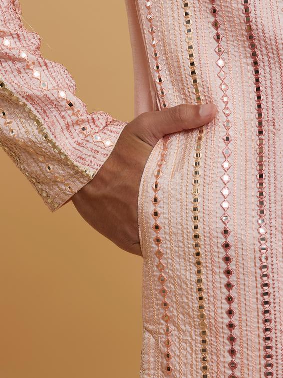 Twamev Men Peach Blossom Kurta Pajama