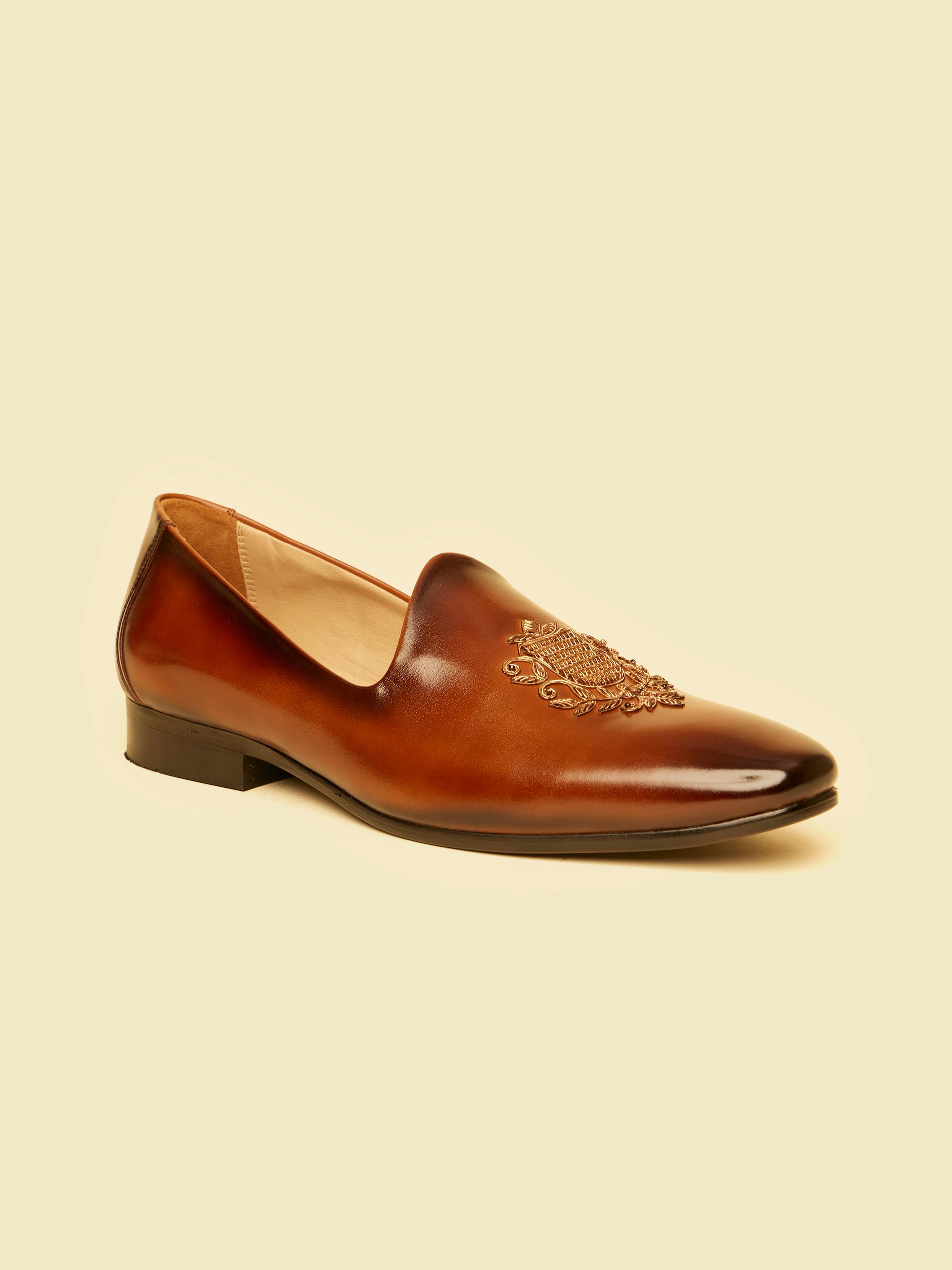 Twamev Men Elegant Brown Jutis for Celebrations