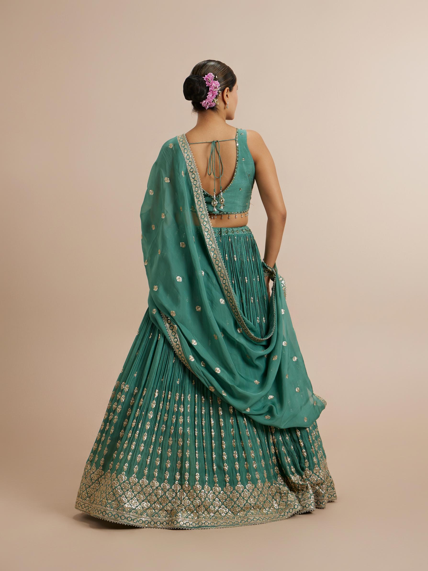 Twamev Women Sea Green Splendour Lehenga