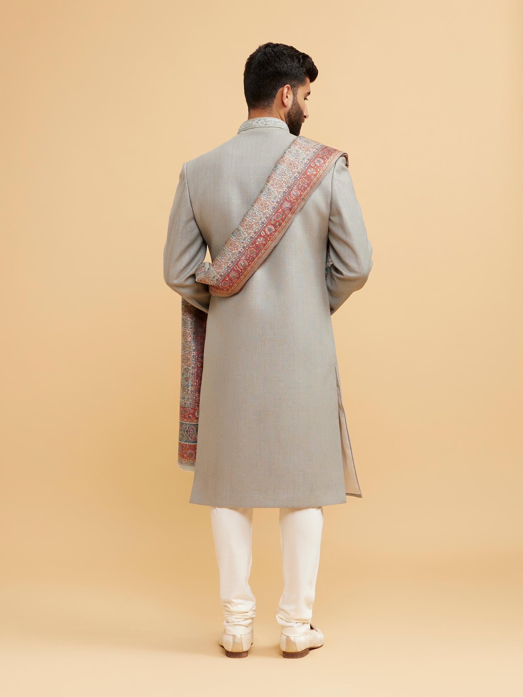 Twamev Men Light Mid Green Enchanting Sherwani