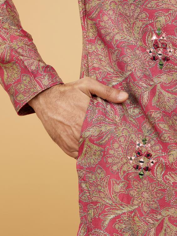 Twamev Men Magnificent Red Kurta Pajama