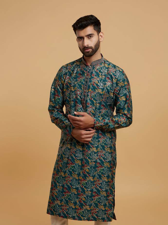 Twamev Men Emerald Elegance Kurta Pajama