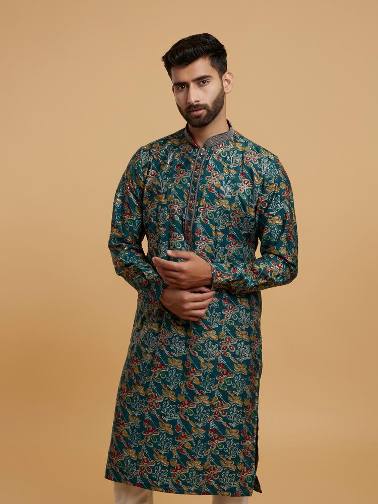 Twamev Men Emerald Elegance Kurta Pajama