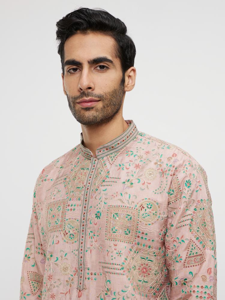 Twamev Men Dusty Pink Graceful Kurta Pajama