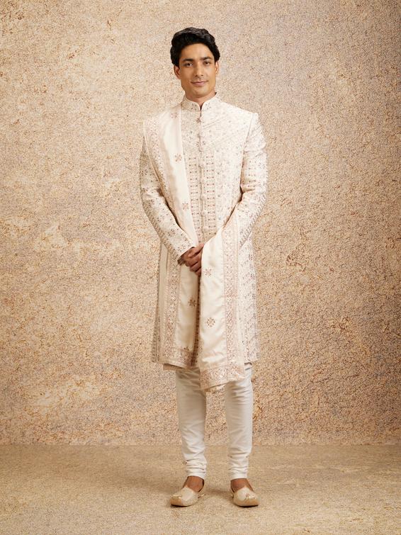 Twamev Men Stunning Cream Sherwani