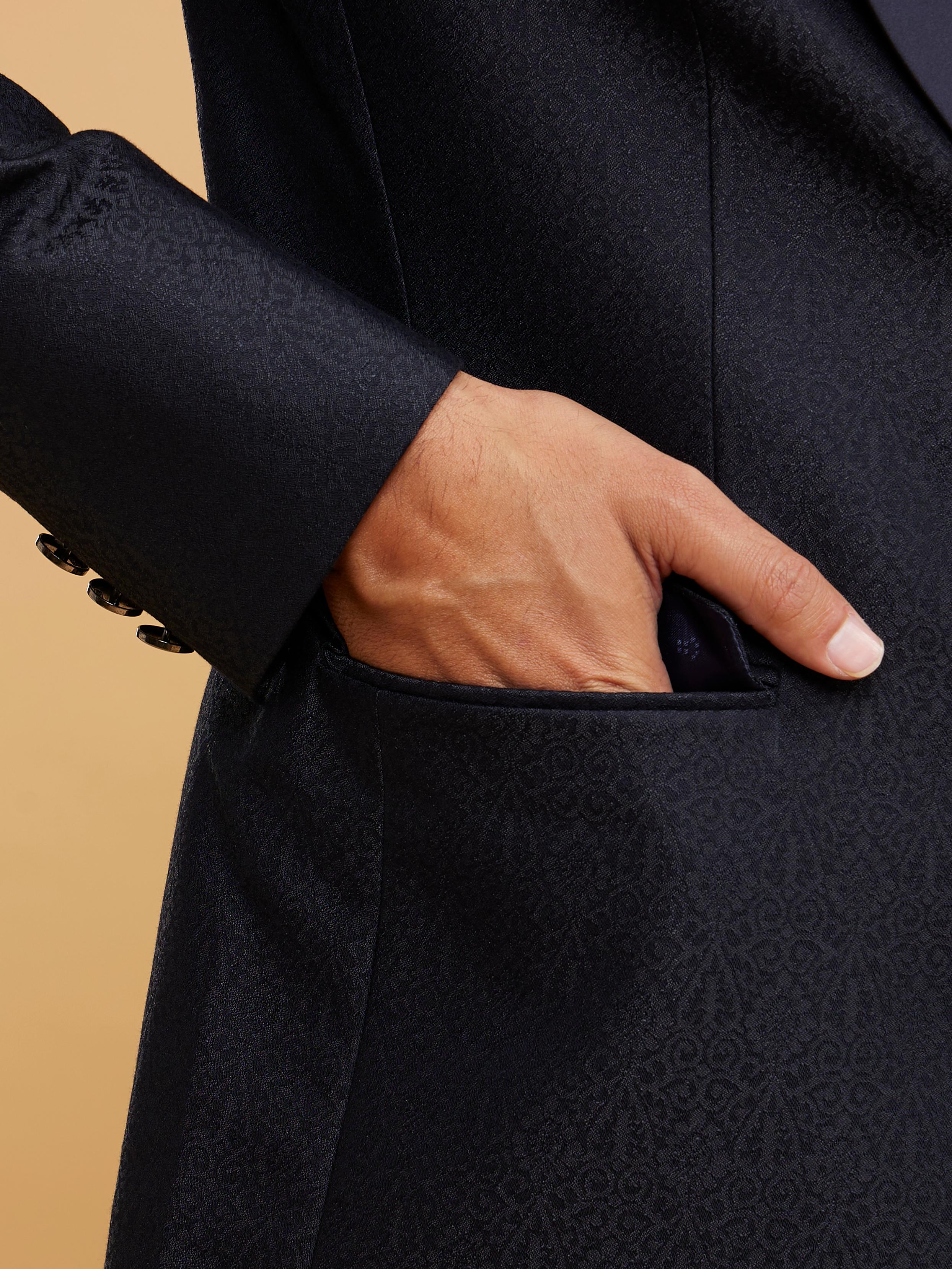 Twamev Men Dark Blue Suit Set