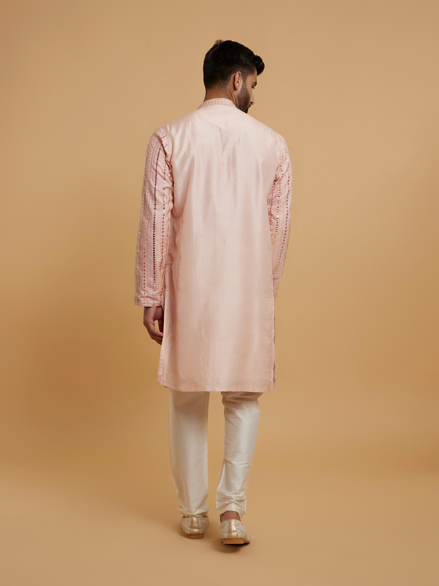 Twamev Men Peach Blossom Kurta Pajama